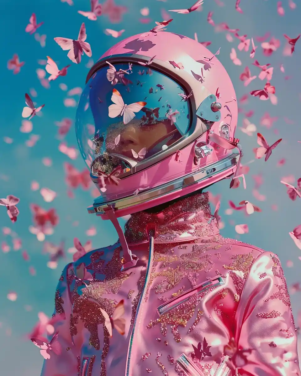 Fashionable Astronaut with Butterflies Midjourney 提示词生成效果