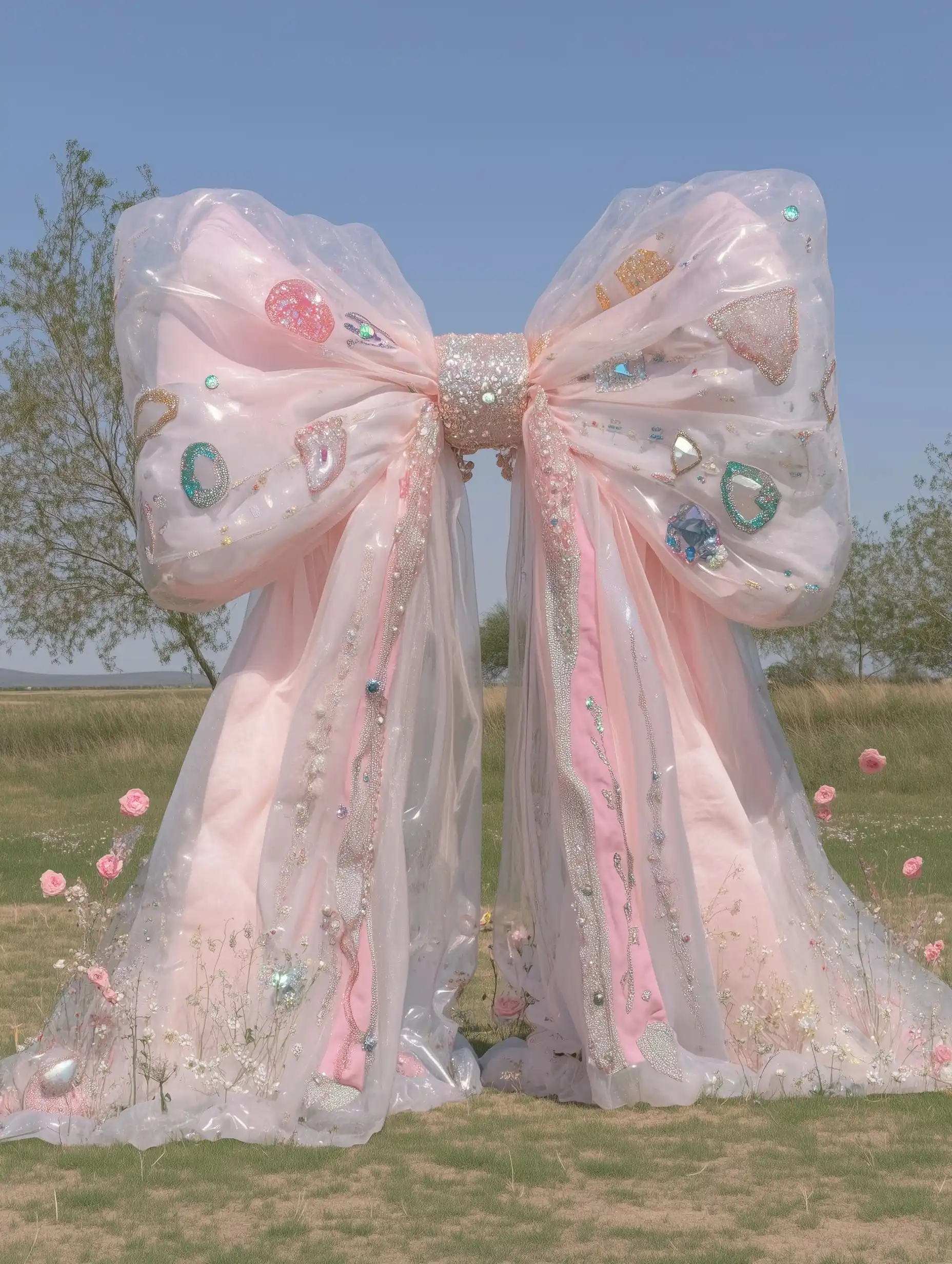 Luxurious Fabric Bow Sculpture Midjourney提示词
