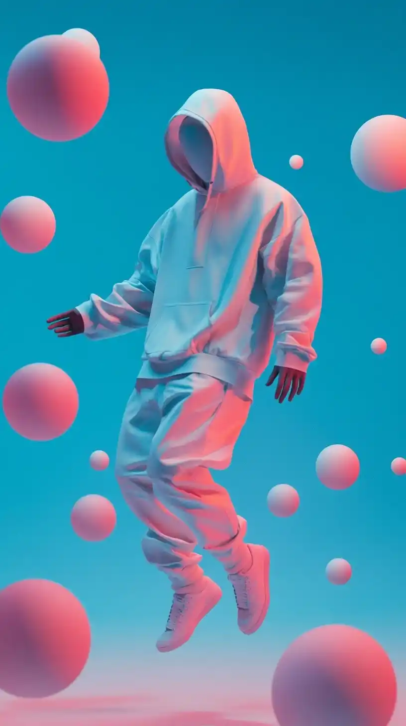 Floating Human in Streetwear Midjourney 提示词生成效果