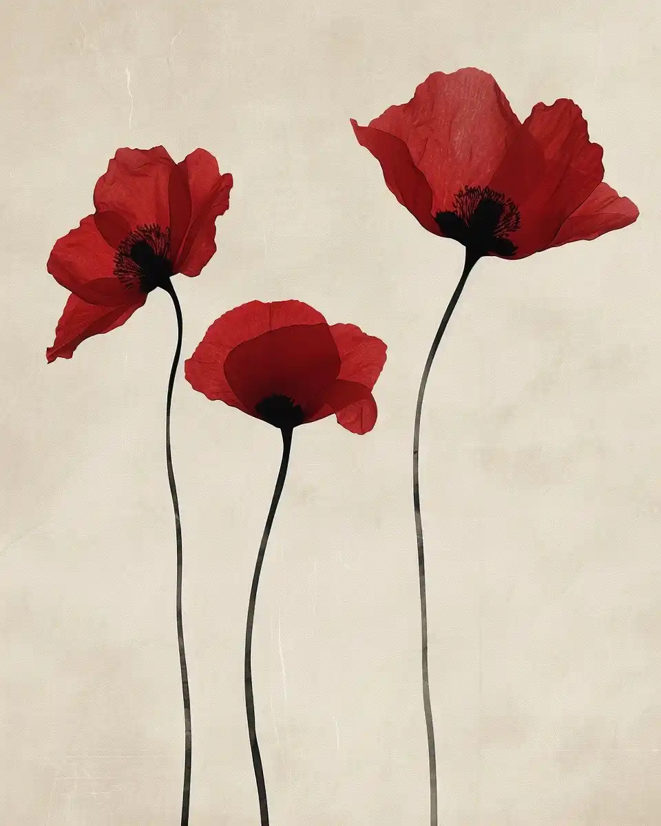 Minimalist Poppy Japandi Art Midjourney提示词