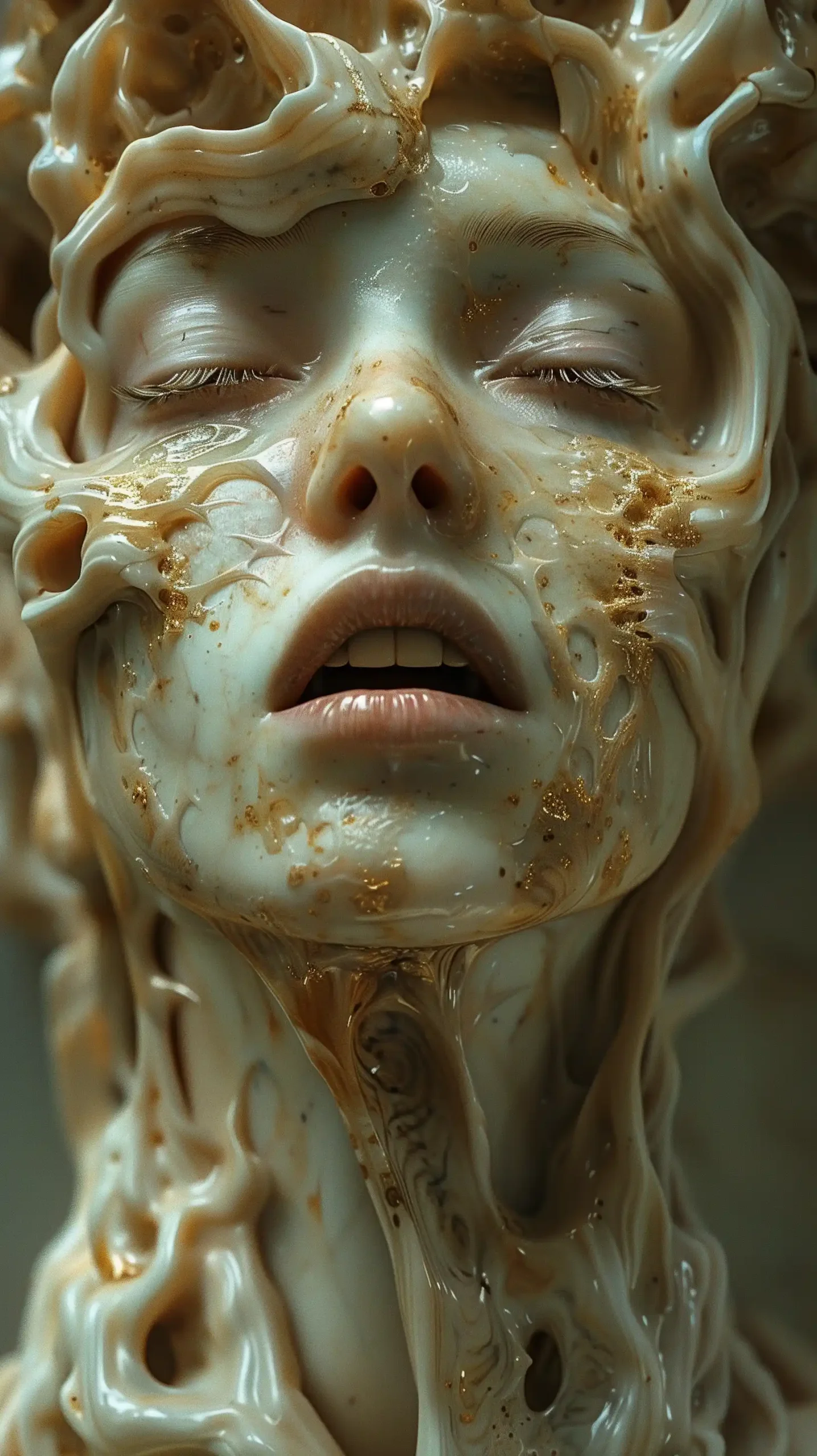 Golden Tears Floreal Sculpture Midjourney提示词