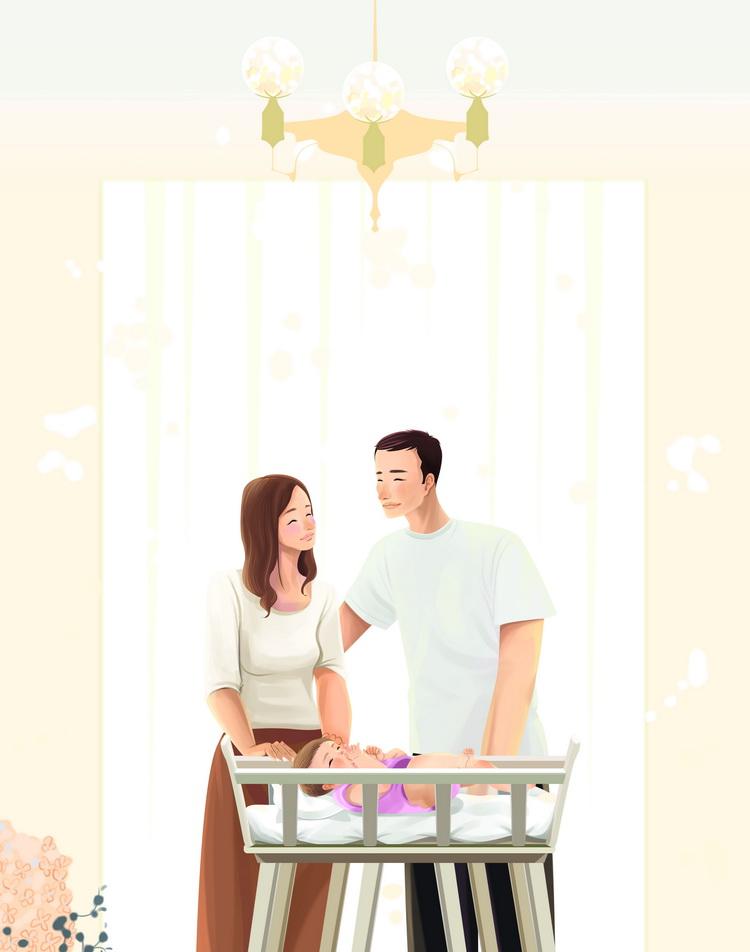 9款家人家庭温馨爱人全家海报手绘插画漫画海报psd设计素材