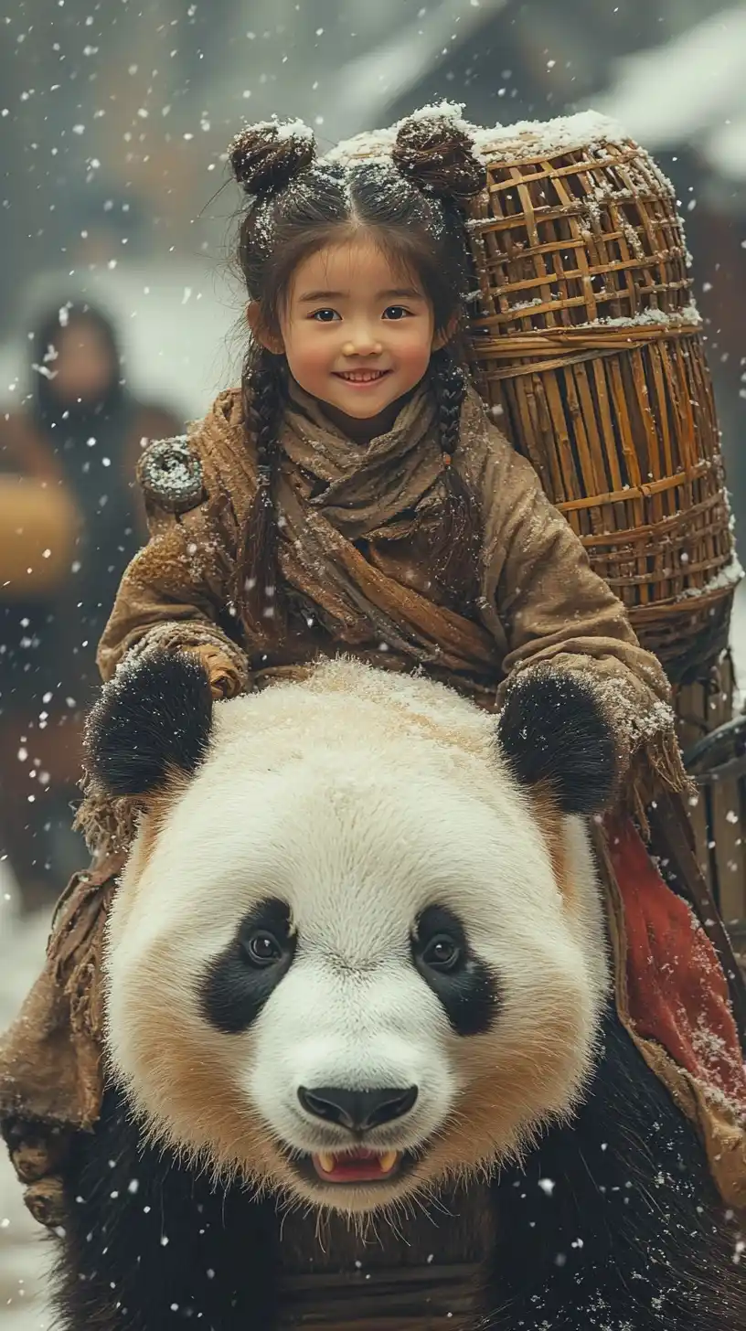 Asian Girl on Panda Midjourney 提示词生成效果