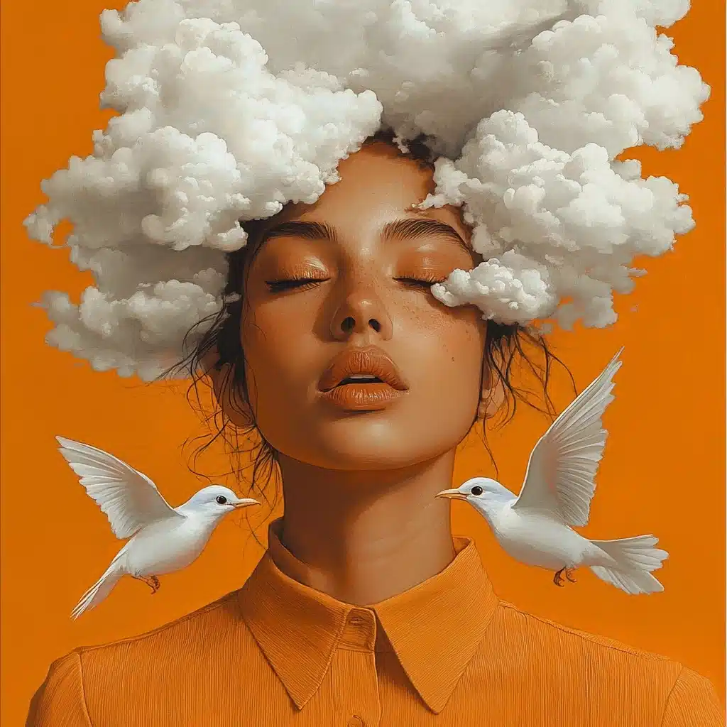 Realistic Woman with Birds Midjourney提示词