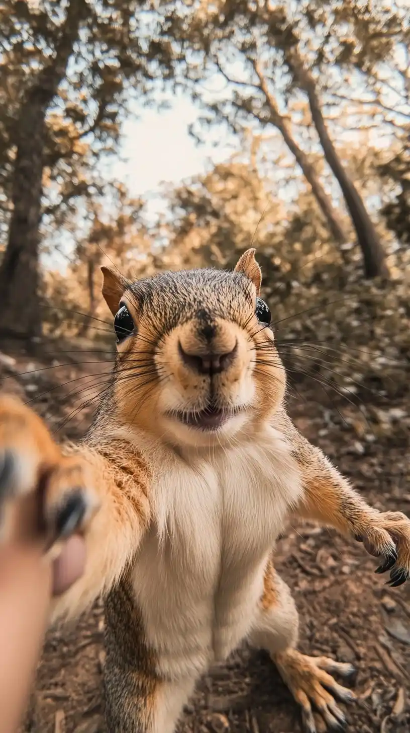 Hyper-Realistic Squirrel Selfie Midjourney提示词
