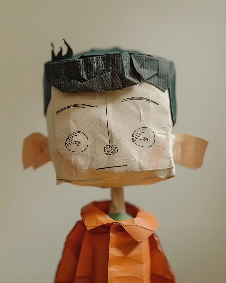 Paper Kid Cutout Art Midjourney提示词