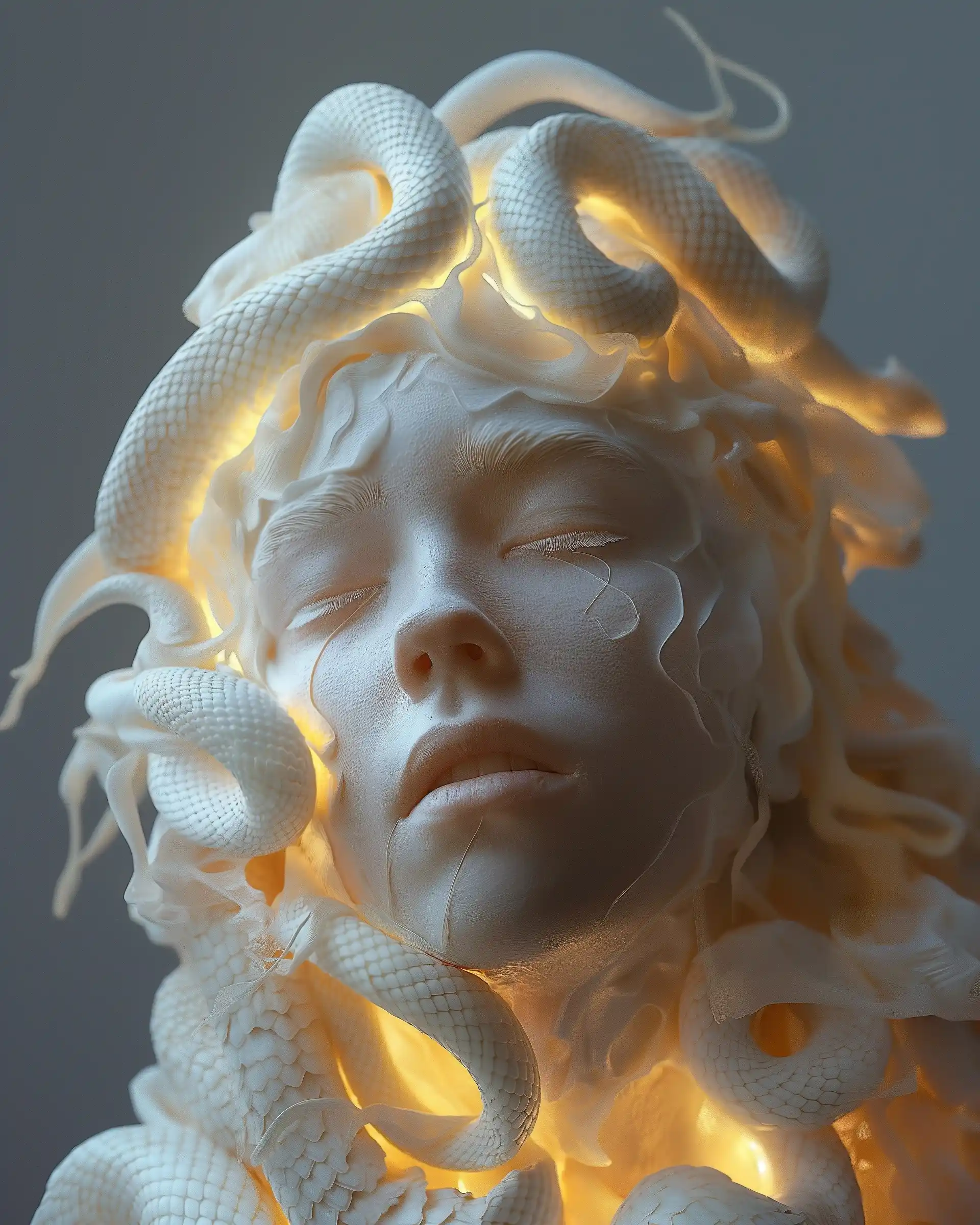 Embalmed Girl with Snakes Midjourney提示词