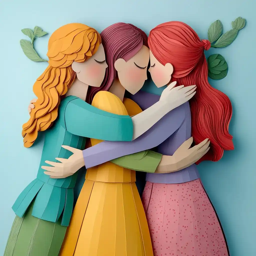 Papercraft Women Embracing Midjourney提示词