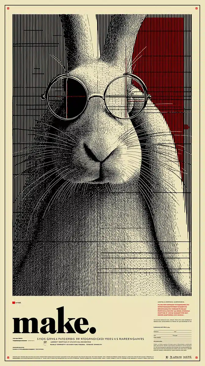 Bauhaus Poster Rabbits Spectacles Midjourney提示词