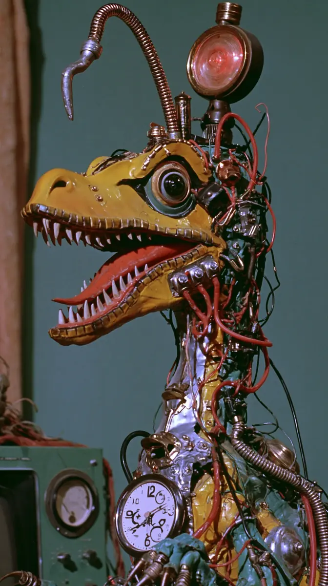 Cyber Tech Velociraptor Midjourney提示词