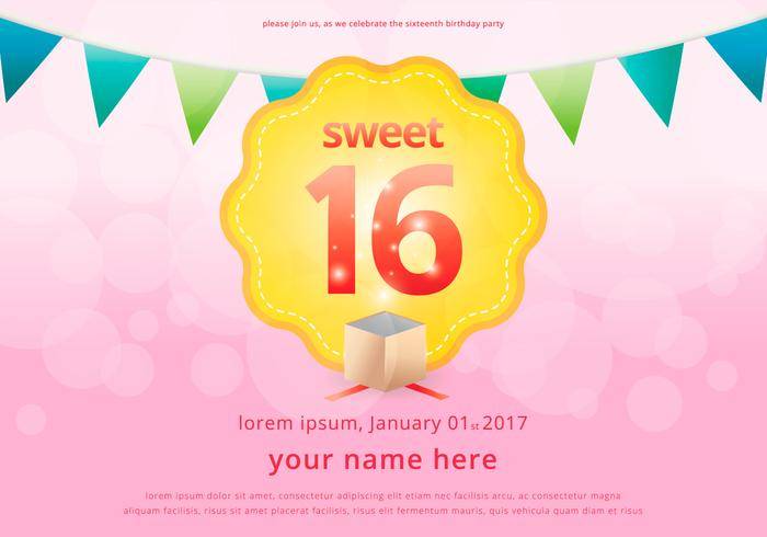 甜16例证生日邀请模板