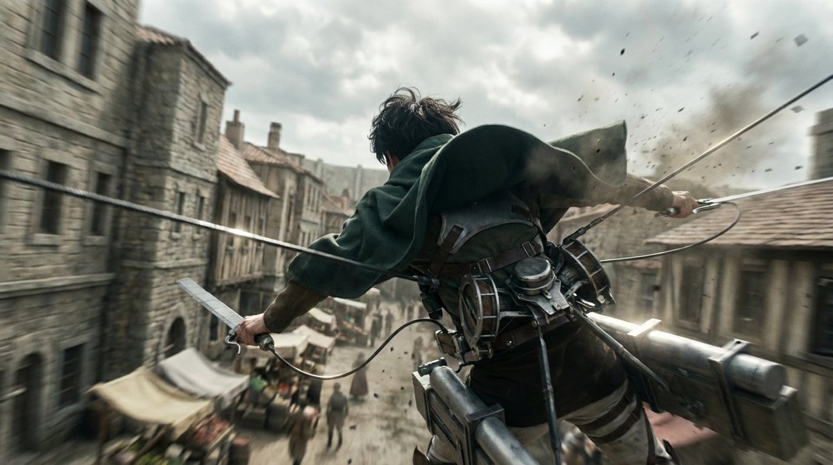 Cinematic Fantasy Warrior Combat in Urban Setting Nano Banana提示词