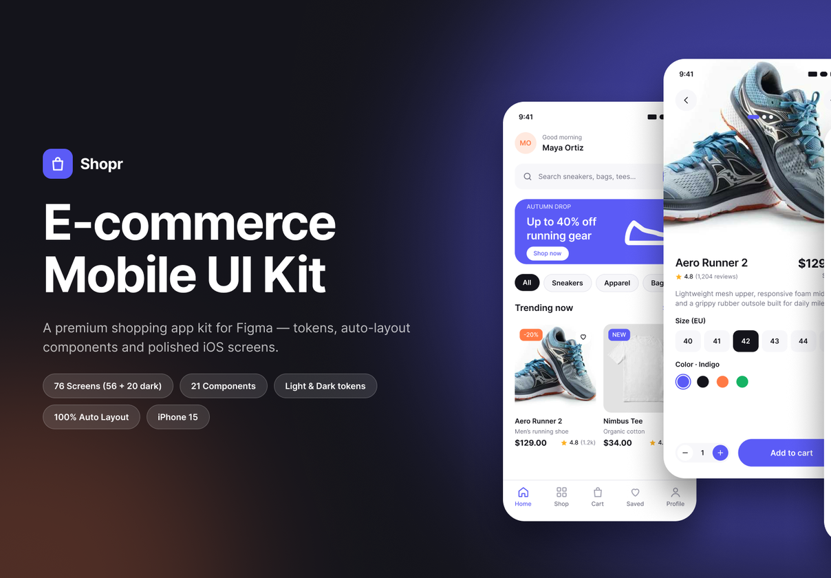 电商购物App UI套件（Figma），Shopr – E-commerce Mobile UI Kit
