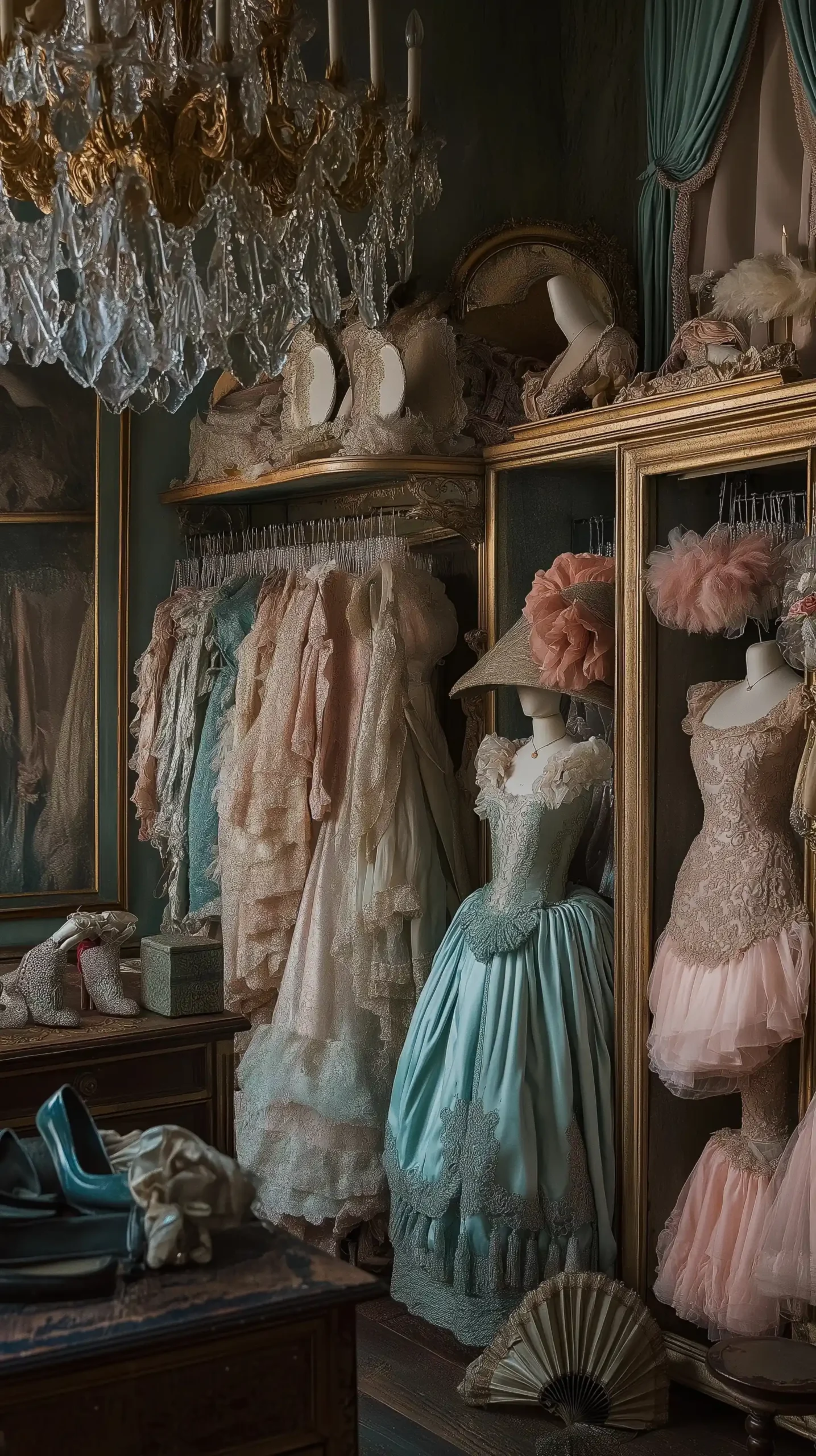 Opulent Wardrobe in Versailles Midjourney提示词