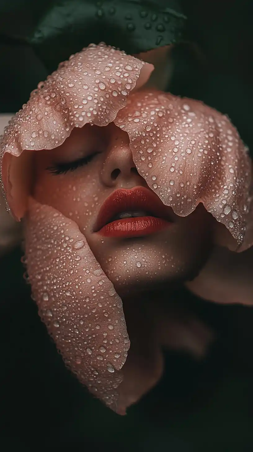 Hyper-Realistic Rose Portrait Midjourney提示词