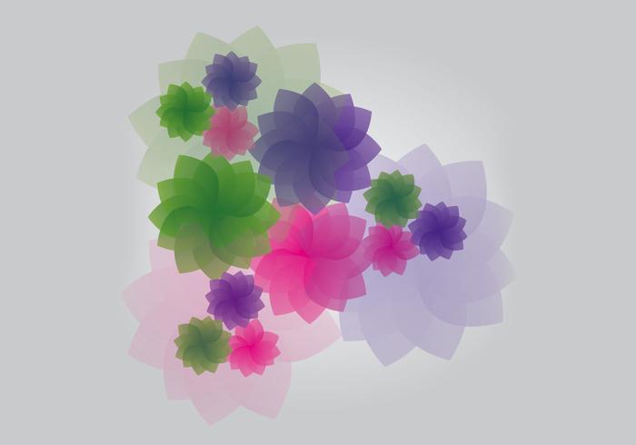 紫色，绿色和;粉红色的简单花矢量