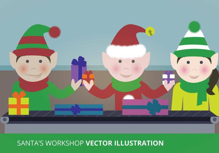 圣诞老人的车间矢量
