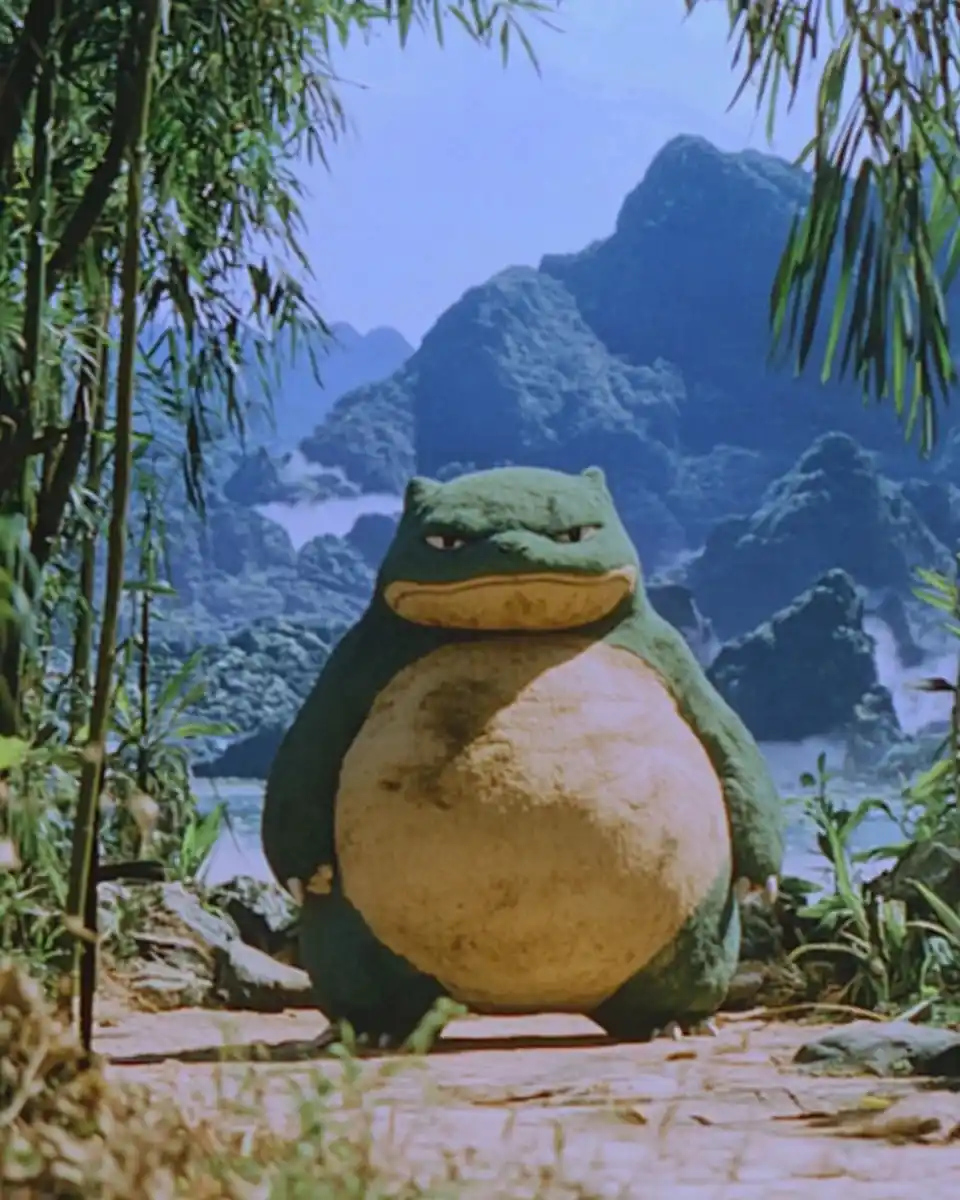 Snorlax in Tropical Landscape Midjourney提示词