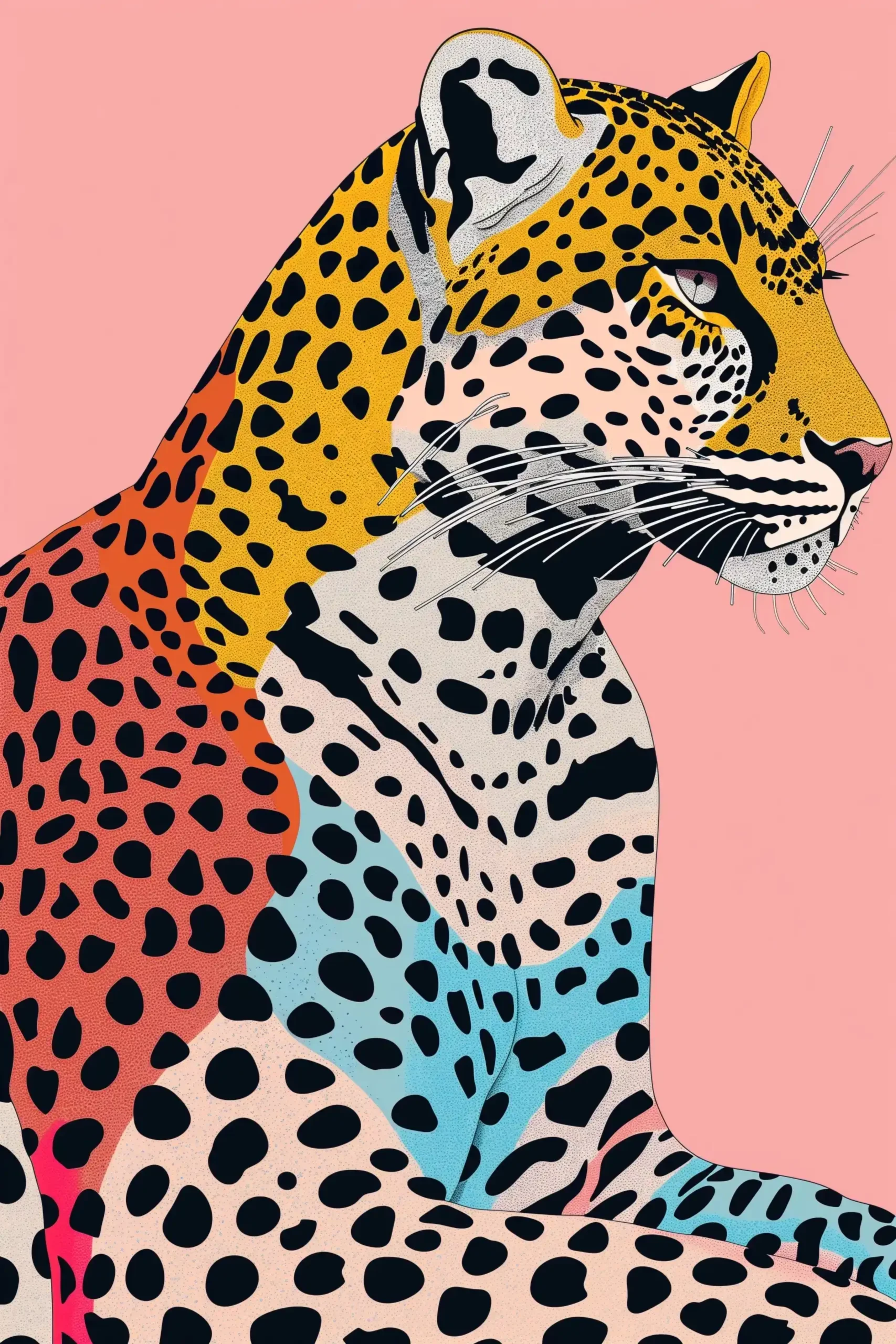 Nagai Leopard Line Art Midjourney提示词