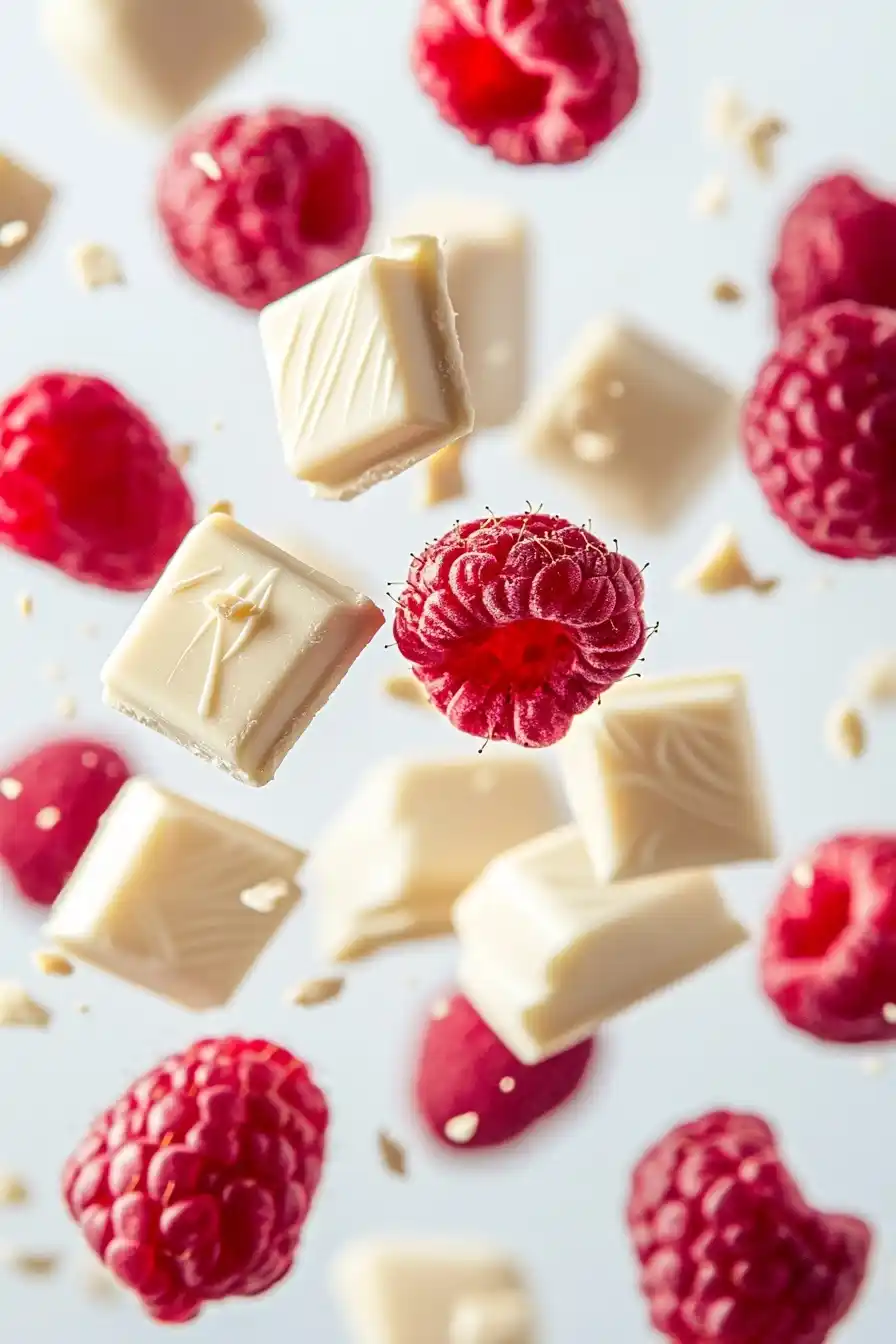 Floating Chocolate and Raspberries Midjourney提示词