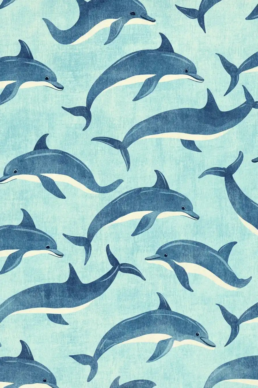 Dolphin Silhouettes Pattern Design Midjourney提示词