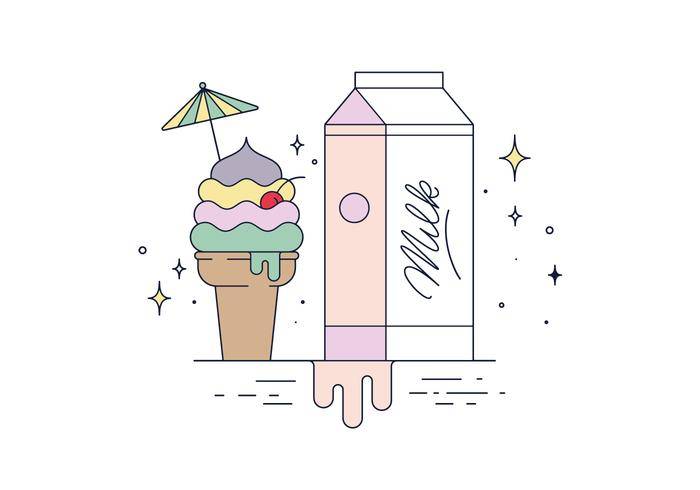 免费的冰淇淋和牛奶矢量