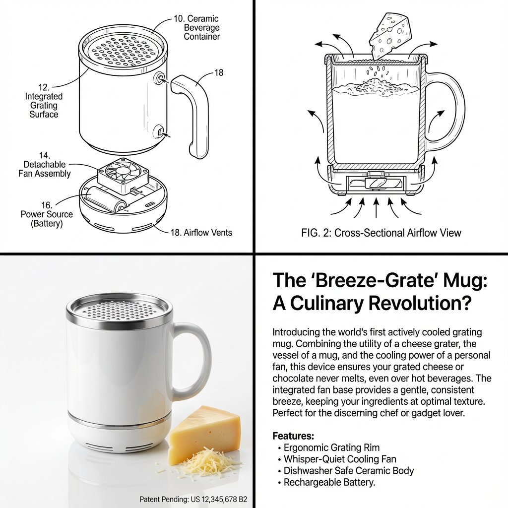 Breeze-Grate Mug: Cooled Cheese Grater & Kitchen Innovation Nano Banana提示词