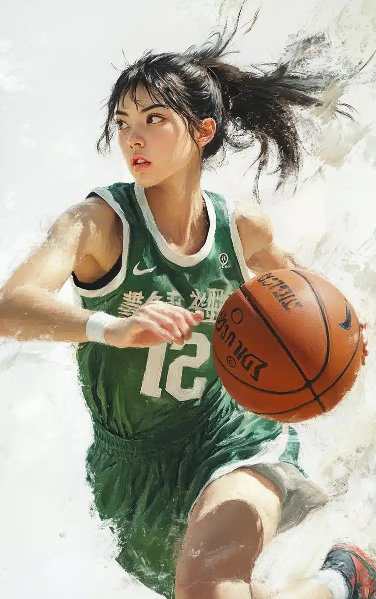 Dynamic Basketball Player Portrait Midjourney提示词