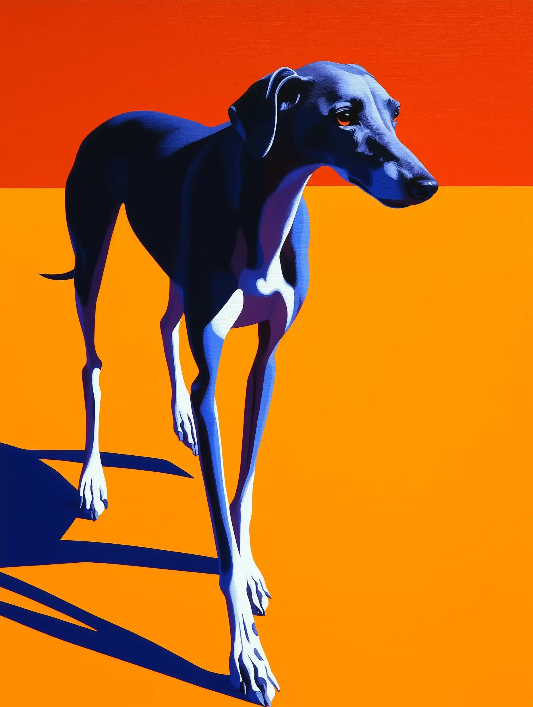 Blue Greyhound Urban Painting Midjourney提示词