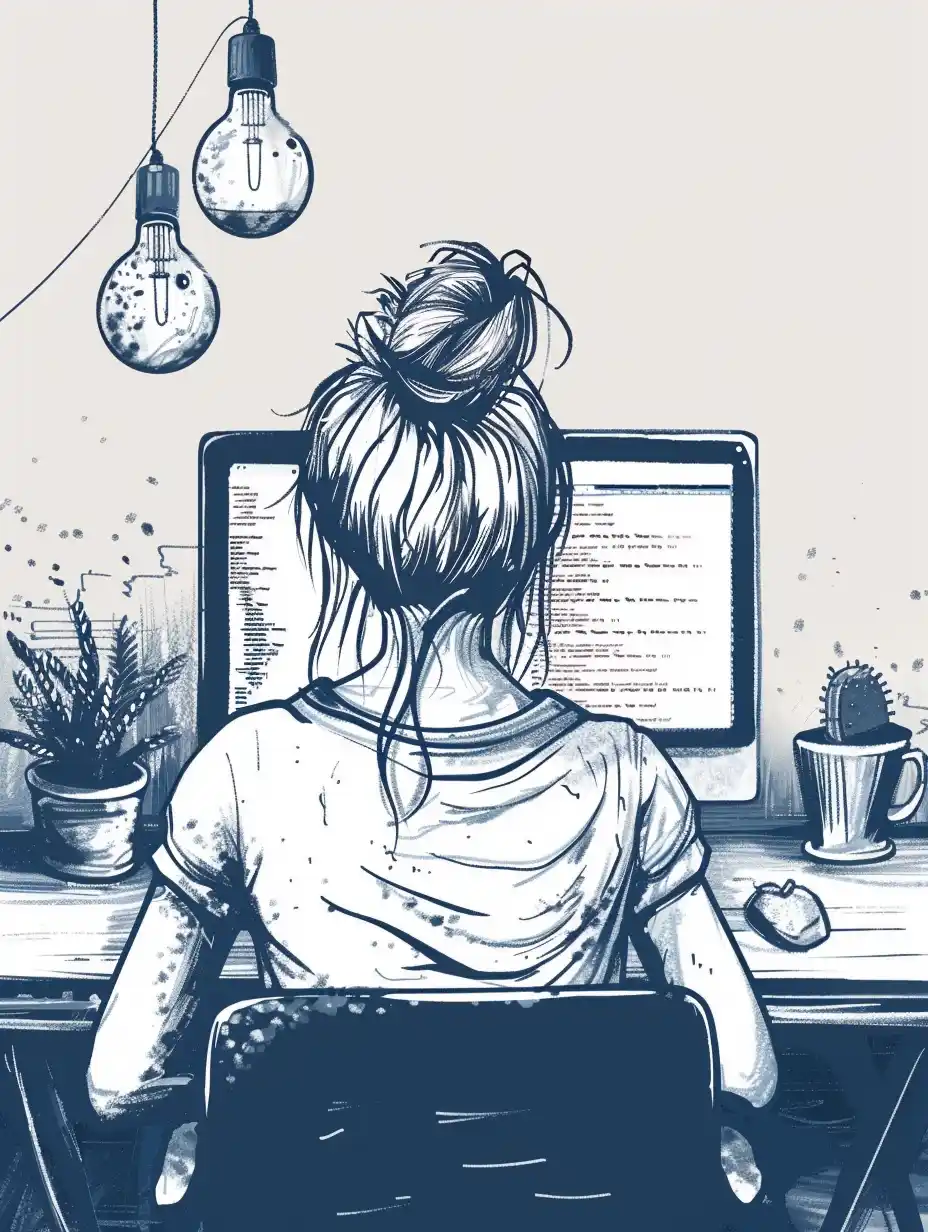 Vector Coding Girl Midjourney提示词