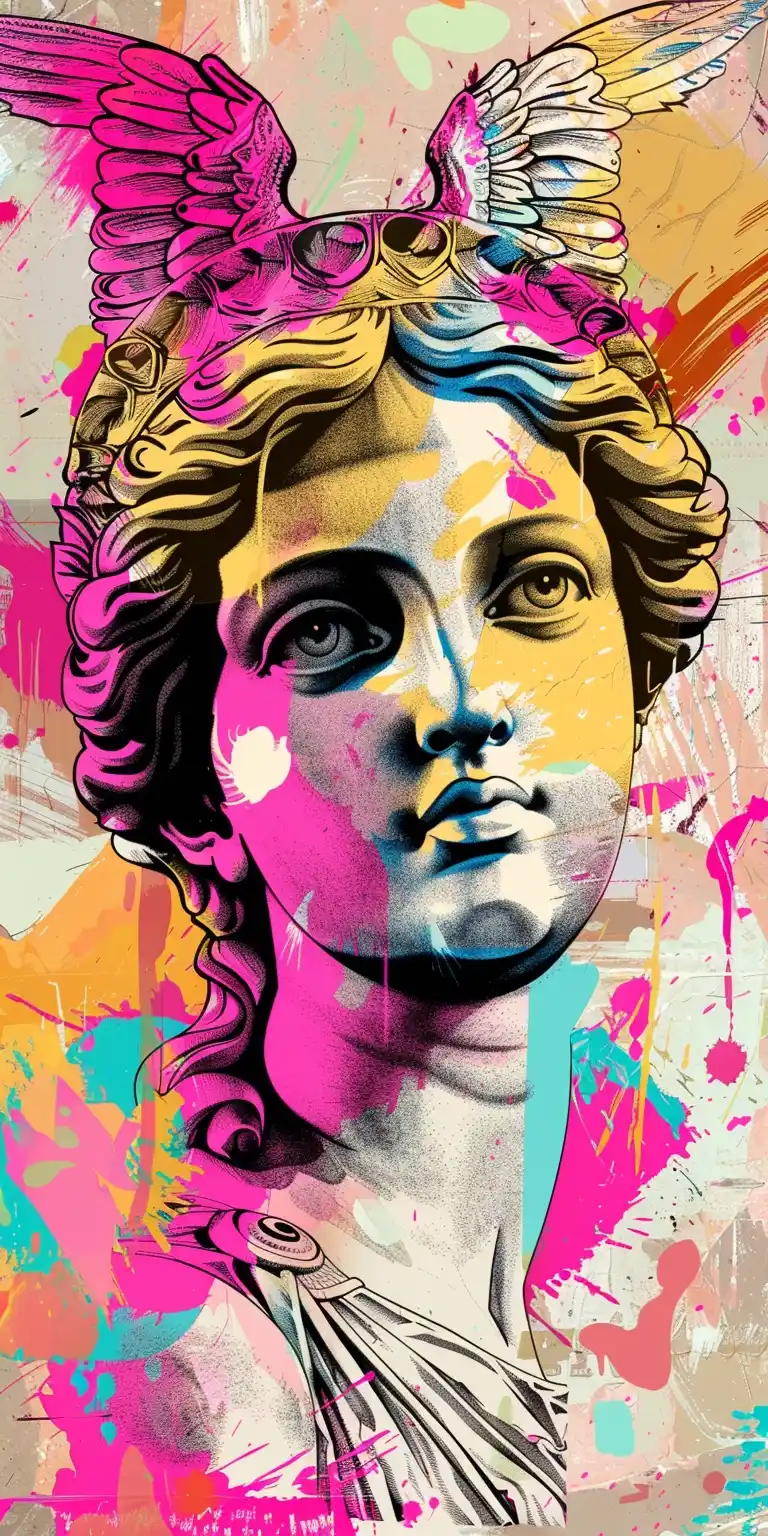 Pop Art Greek Statue Illustration Midjourney提示词