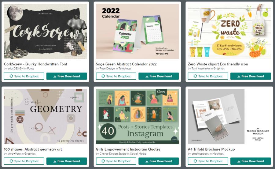 （2022年1月17日）CreativeMarket网站本周免费资源打包