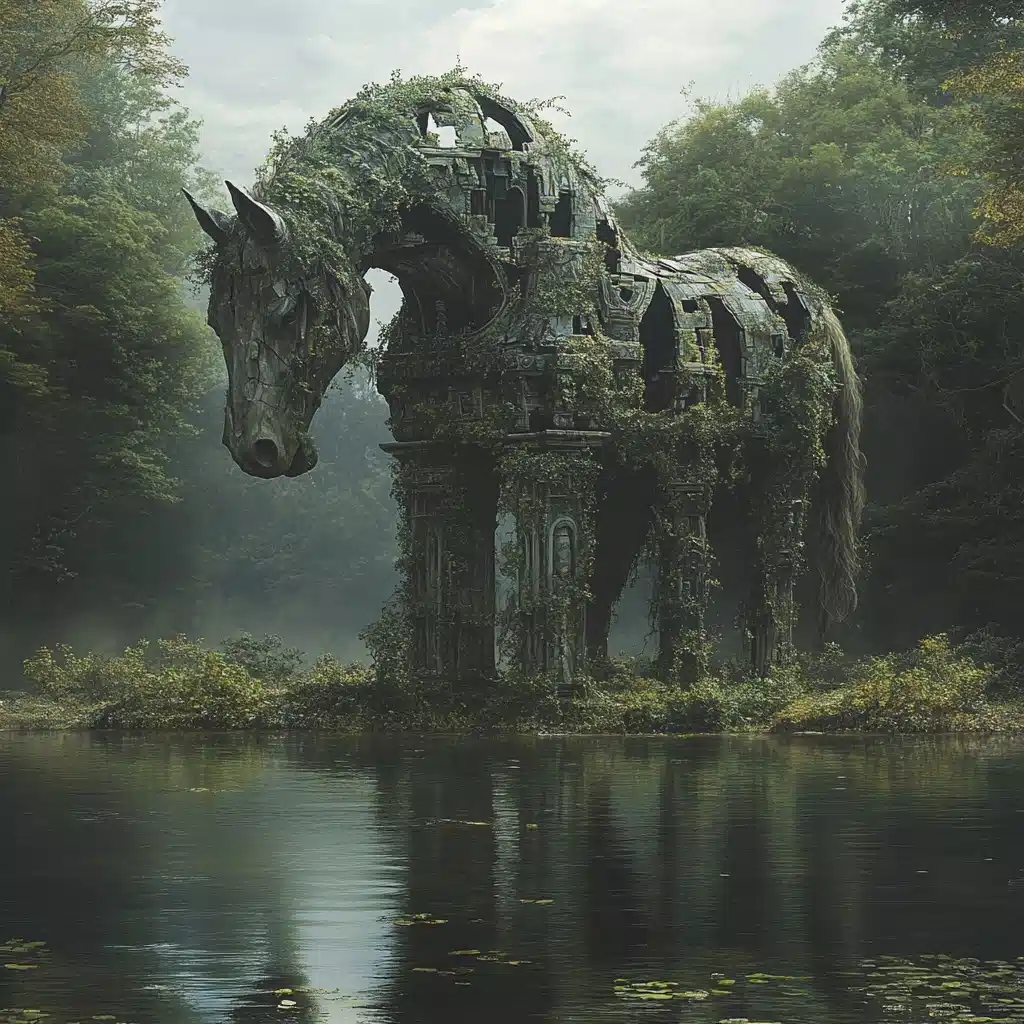 Fantasy Altar Horse Reflection Midjourney提示词