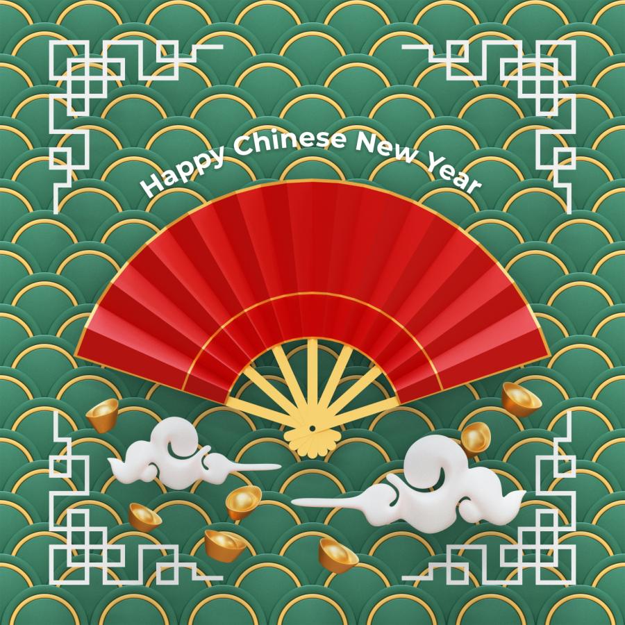 10款新年新春灯笼鞭炮中国风3D元素PSD格式