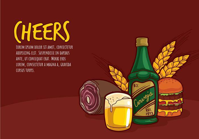 Cerveja和酒吧食物卡通免费矢量