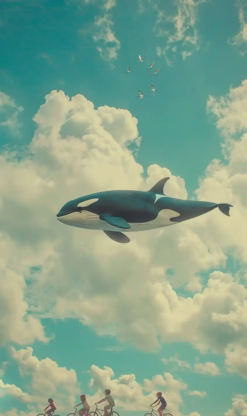 Photorealistic Flying Orca Midjourney提示词