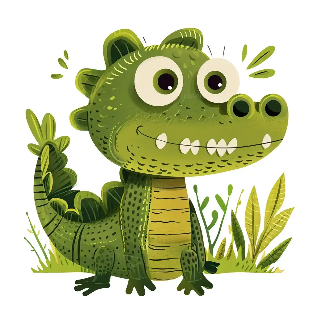 Cute Crocodile in Mary Blair Style Midjourney提示词