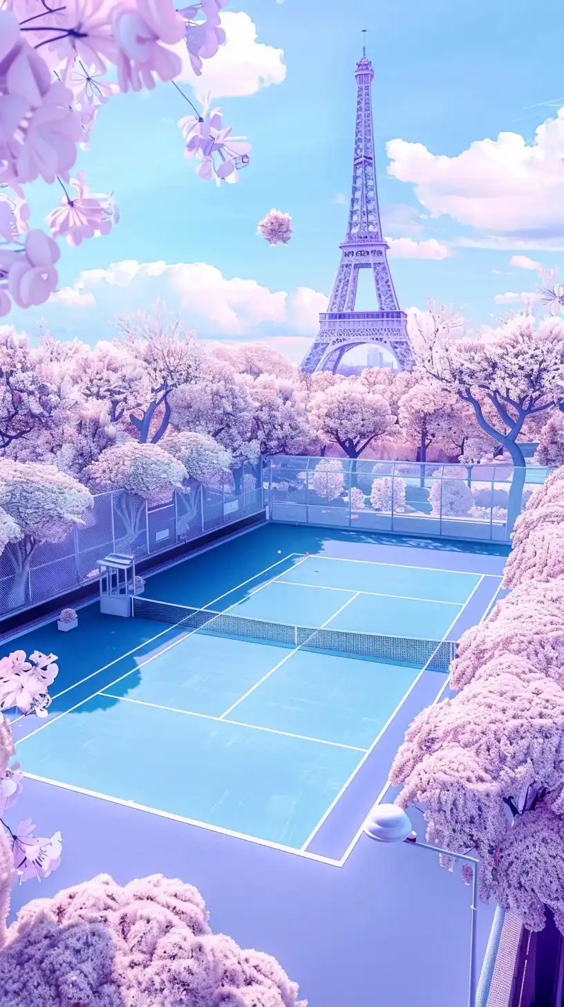 Asian Tennis Court Landscape Midjourney提示词