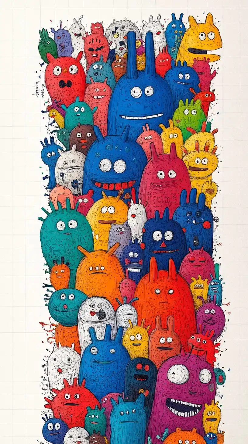 Doodle Art Cartoon Characters Midjourney提示词