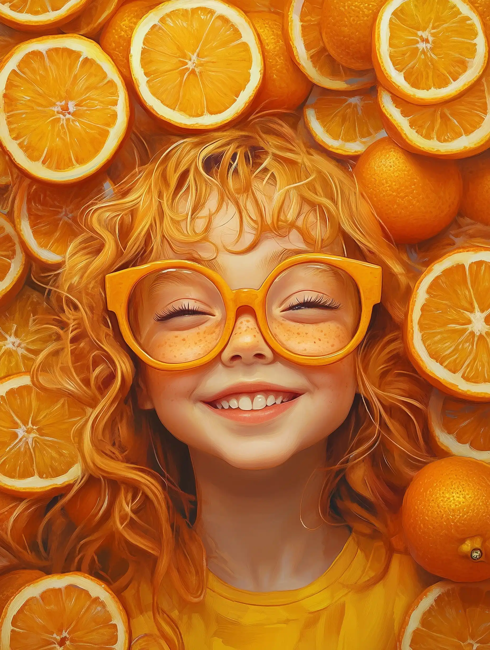 Photorealistic Girl with Oranges Midjourney提示词