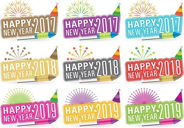 新年标签矢量
