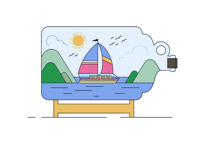 免费瓶装船矢量