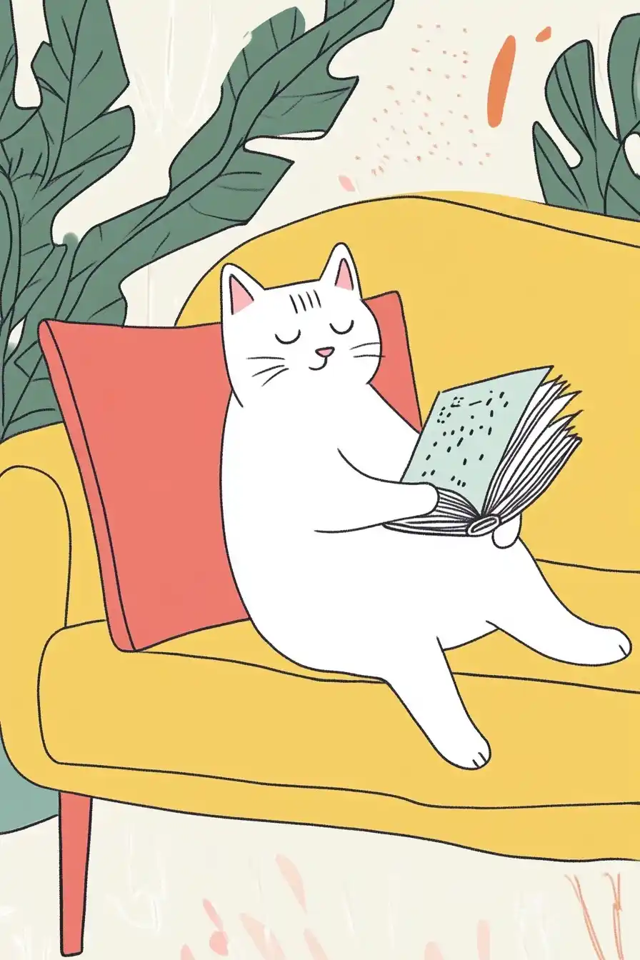 Minimalist Cat on Couch Midjourney提示词