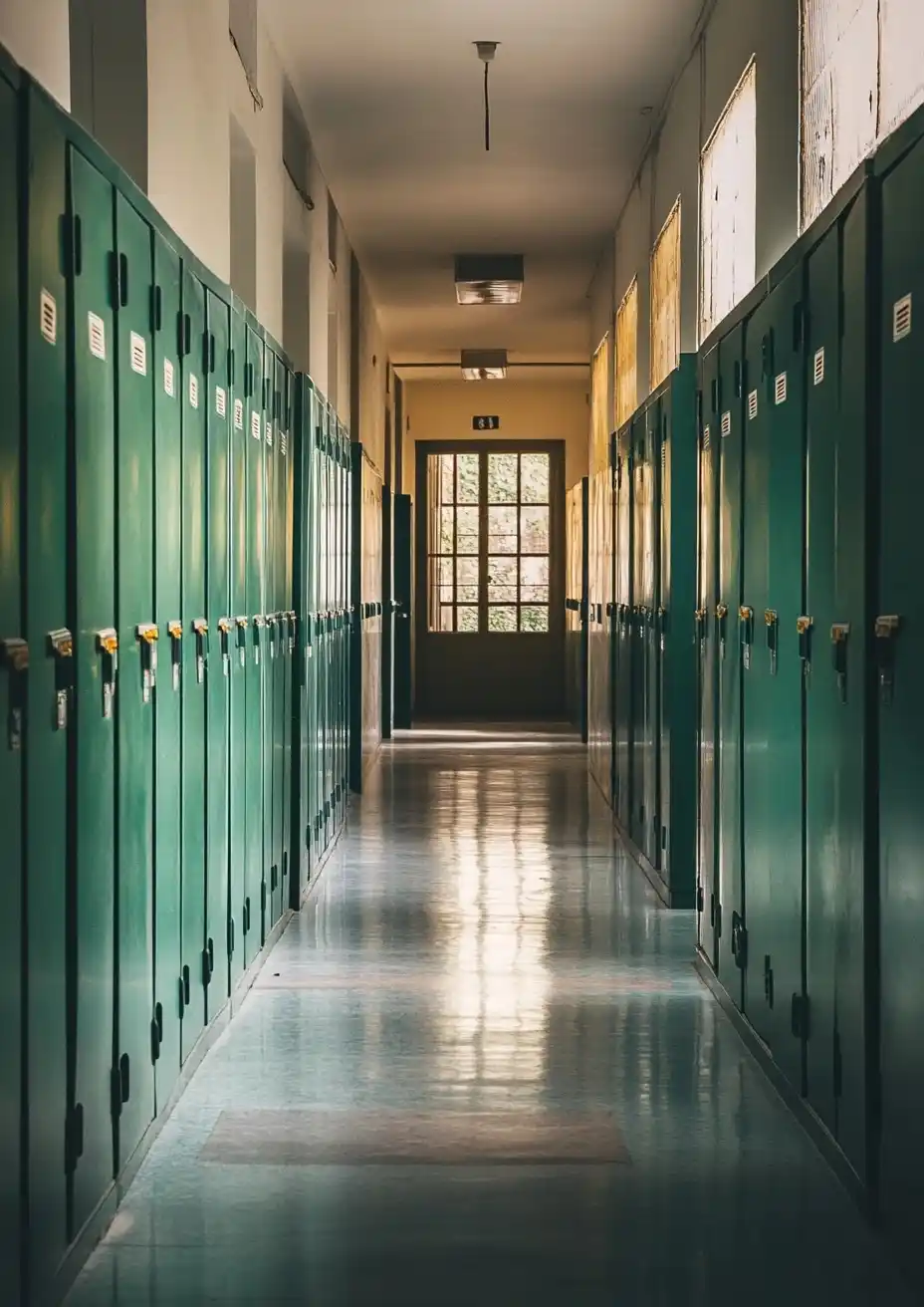 Raw Editorial School Hallway Midjourney提示词