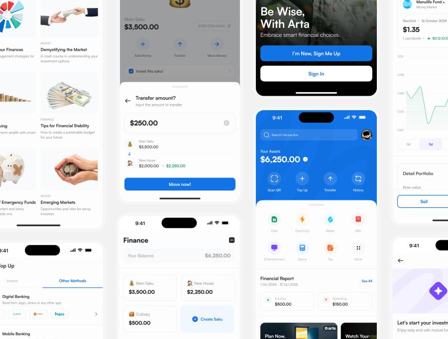 Arta - Finance App UI Kit 220+高品质的金融应用UI工具包设计