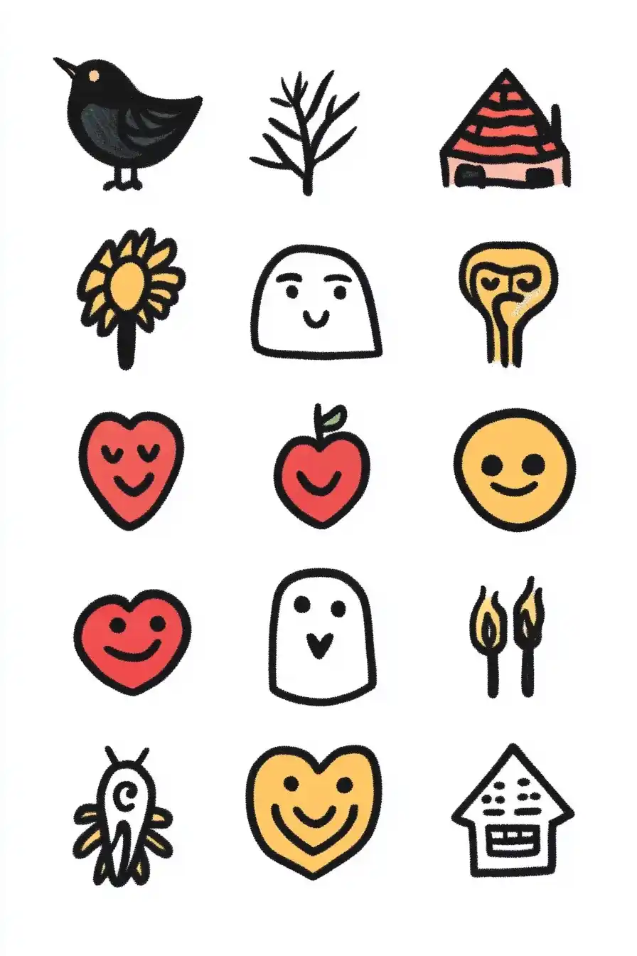 Retro Emoji Hieroglyphics Midjourney提示词