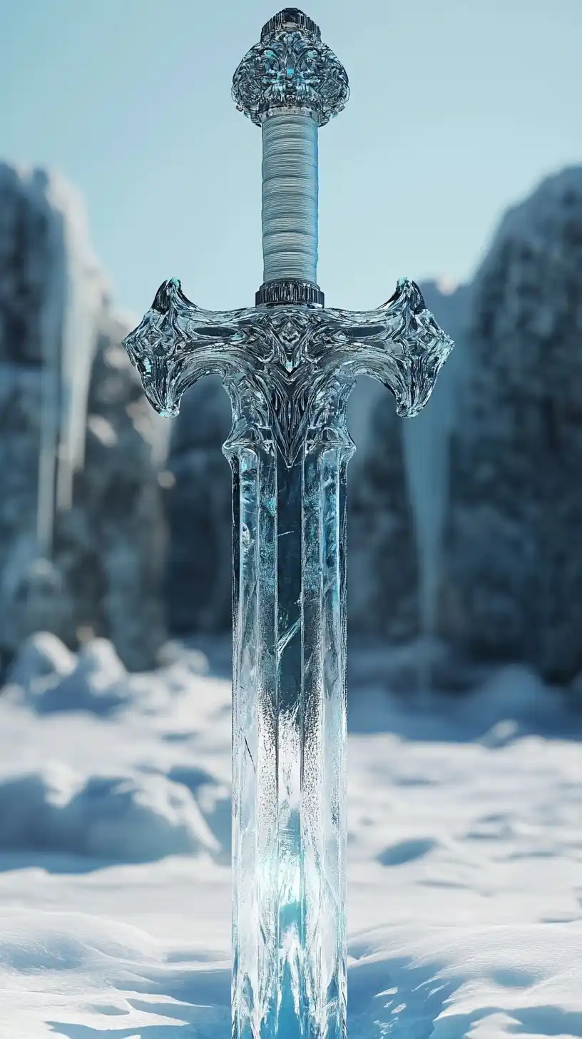 Knights Sword Ice Sculpture Midjourney提示词