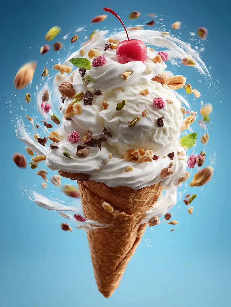 Hyper-Realistic Waffle Cone Delight Midjourney提示词