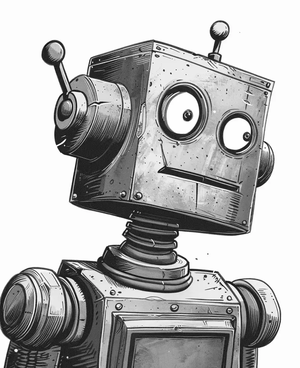 Classic Robot Face in 1930s Disney Style Midjourney提示词
