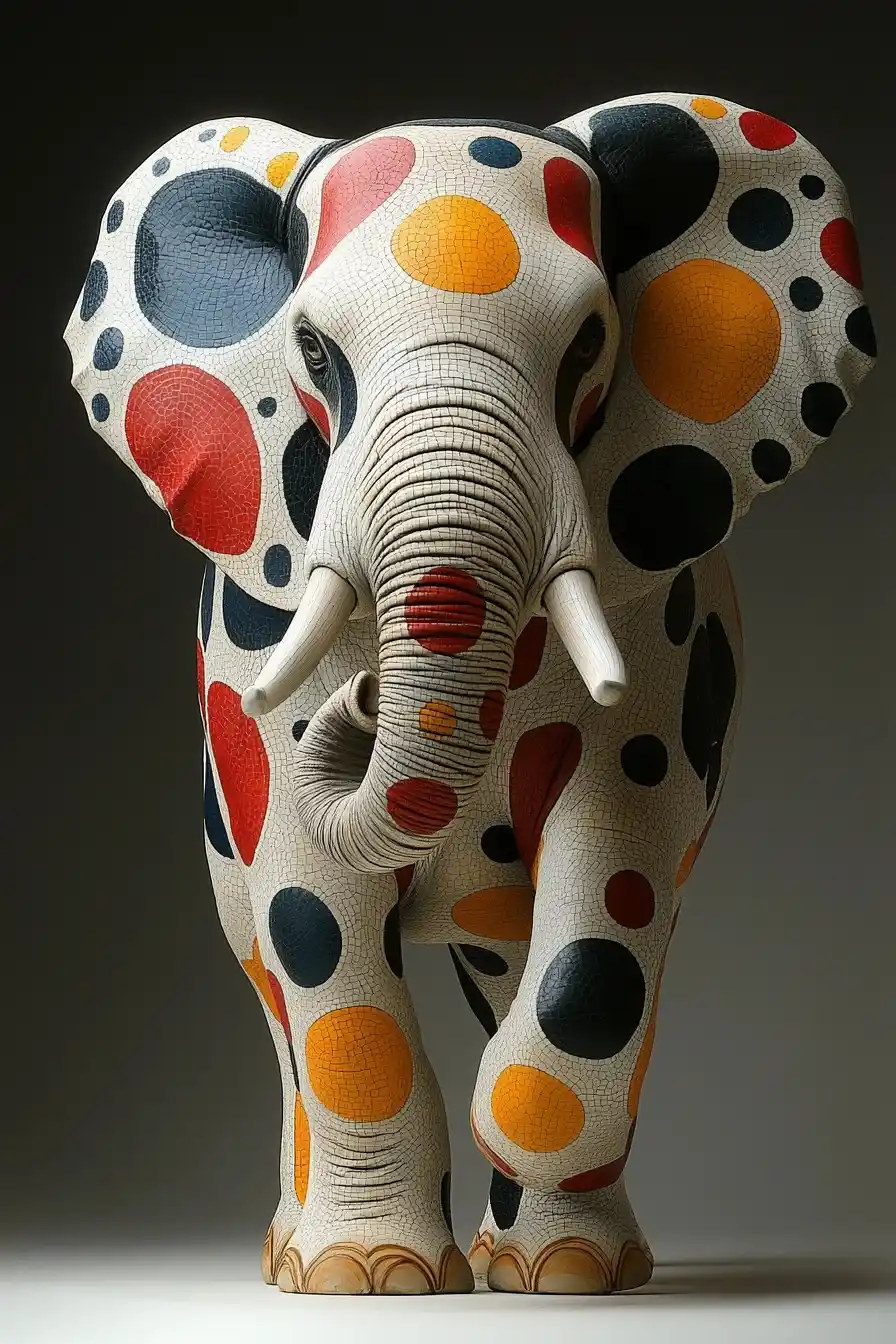 Spotted Elephant in Recuenco Style Midjourney提示词